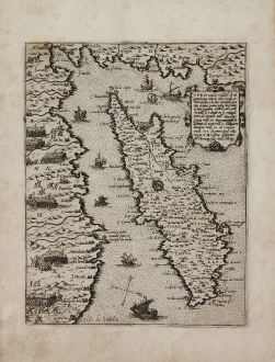 Antique Maps, Camocio, Cyprus, before July 1570: Cipro insula nobiliss.a ch di grandezza tutte le altre ...