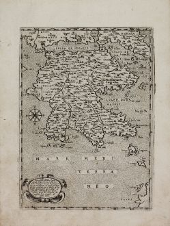 Antike Landkarten, Camocio, Griechenland, Peloponnes, 1571: Morea Peninsula ...