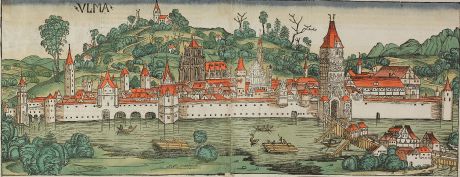 Antike Landkarten, Schedel, Deutschland, Baden-Württemberg, Ulm, 1493: Ulma