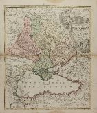 Old coloured map of the Black Sea. Printed in Nuremberg by J. B. Homann circa 1720.