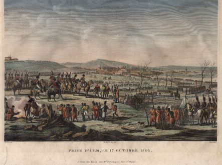 Antique Maps, Pigeot, Germany, Ulm, Napoleon, 1810: Prise d'Ulm, le 17 Octobre 1805.