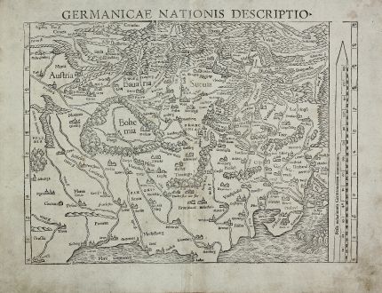 Antike Landkarten, Münster, Deutschland, 1552: Germanicae Nationis Descriptio.