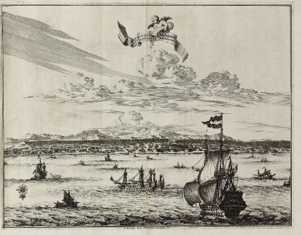 Antique Maps, van der Aa, Southeast Asia, Indonesia, Moluccas, Ambon, VOC: La Ville d'Amboine. Capitale des Iles Molucques.