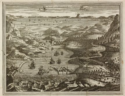 Antike Landkarten, Duflos, Türkei, Konstantinopel, Bosporus, Dardanellen, 1747: Vue de l'Hellespont et de la Propontide