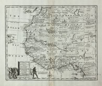 Antike Landkarten, Bowen, Westafrika, Westafrika, 1747: A New & Accurate Map of Negroland and the Adjacent Countries, also Upper Guinea ...