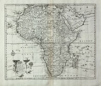 Antike Landkarten, Bowen, Afrika Kontinent, 1747: A New and Accurate Map of Africa.