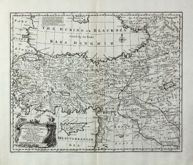 Antique Maps, Bowen, Turkey, Black Sea, Cyprus, 1747: A New and Accurate Map of Anatolia or Asia Minor with Syria and such other Provinces of the Turkish Empire ...