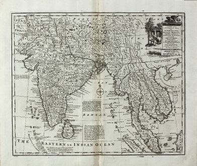 Antike Landkarten, Bowen, Indien, Sumatra, Thailand, Singapur, Malaysia, 1747: A New and Accurate Map of the Empire of the Great Mogul, ...