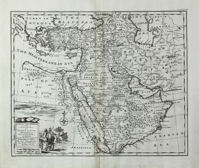 Antique Maps, Bowen, Middle East, Arabian Peninsula, Red Sea, 1747: A New & Accurate Map of Turkey in Asia, Arabia, &c. Drawn from the Best Authorities ...