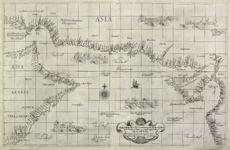 Antique Maps, Dudley, Arabian Sea, 1646: Carta particolare che comincia con il capo Dofar in Arabia è finisce con il capo Cintapora nell Indie... d'Asia Carta Prima