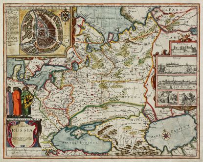 Antique Maps, Speed, Russia, Moscow, 1676: A Map of Russia