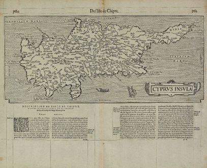 Antike Landkarten, de Belleforest, Zypern, 1575: Cyprus Insula