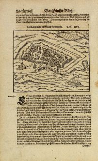 Antike Landkarten, Münster, Zypern, Famagusta, 1574: Contrafestung der Statt Famagusta