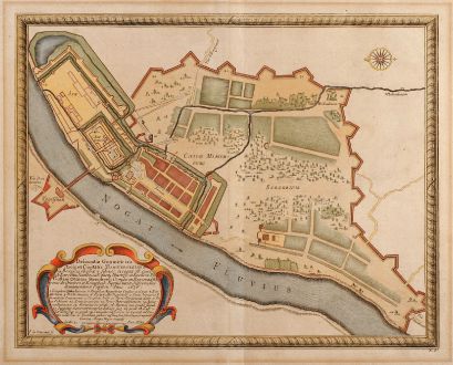 Antike Landkarten, von Pufendorf, Polen, Marienburg, 1696: Delineatio Geometrica Arcis et Ciuitatis Marienbvrgensis in Borussia