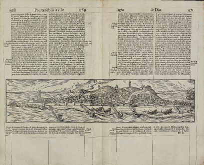 Antike Landkarten, de Belleforest, Indien, Diu, 1575: Diu