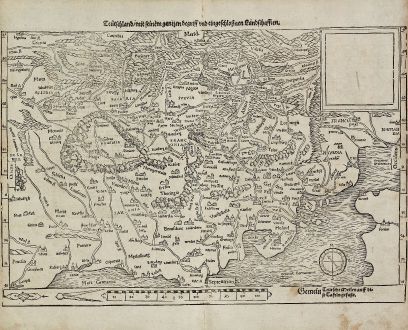 Antike Landkarten, Münster, Deutschland, 1540 (1574): Teütschland mit seinem gantzen begriff und eingschlosznen Landschafften