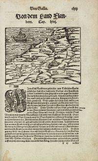 Antique Maps, Münster, Belgium, Flanders, Vlaanderen, 1574: Von dem Land Flandern.