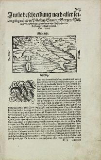 Antike Landkarten, Münster, Italien, 1574: Italie beschreibung nach aller seiner gelegenheit, in Voelckern, Stetten, Bergen, Waessern, Veraenderungen...