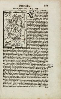 Antike Landkarten, Münster, Frankreich, Korsika, 1574: Von der Insel Corsica