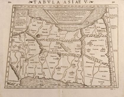 Antique Maps, Münster, Middle East, Persia, 1571: Tabula Asiae V