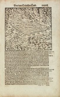 Antike Landkarten, Münster, Schweiz, Genfersee, 1574: [Lacus Lemanus / Genffer See]