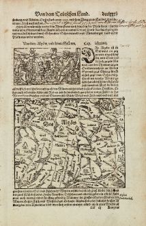 Antique Maps, Münster, Germany, Bavaria, Allgäu, 1574: Das Algoew