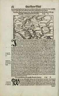 Antike Landkarten, Münster, Europa Kontinent, 1574: Von dem Land Europa, das zu unsern zeiten die Christenheit under im begreifft, und etwas von der Türckey.