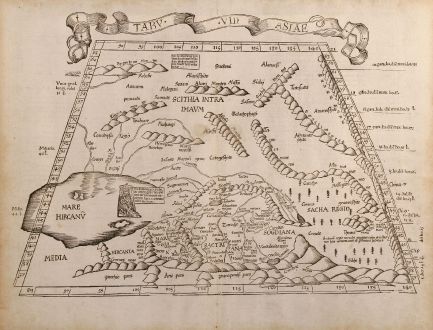 Antique Maps, Fries, Middle East, Caspian Sea, 1525: Tabu. VII Asiae