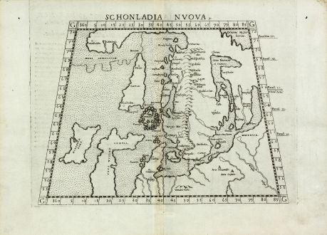 Antike Landkarten, Ruscelli, Skandinavien, 1561-64: Schonladia Nuova