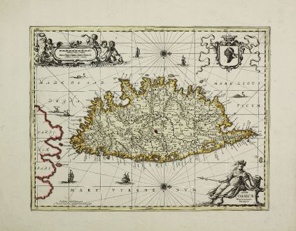 Antique Maps, Valk & Schenk, France, Corsica, Corse, 1700: Insulae Corsicae Nova & accurata Descriptio