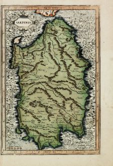 Antike Landkarten, Mercator, Italien, Sardinien, 1595: Sardina