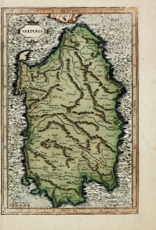 Antique Maps, Mercator, Italy, Sardinia, 1595: Sardina