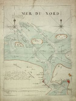 Antique Maps, Anonymous, Germany, Waddenzee, Friesland, Delfzijl, Emden: [Manuscript Chart of the Wadden Sea at the Eems estuary]