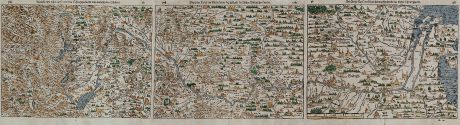 Antique Maps, Münster, Germany, Rhine River, 1544 (1580): Rheinstroms Ursprung sampt dem Schweytzerland und anstossenden Ländern. / Die ander Tafel des Rheinstroms begreiffendt die...