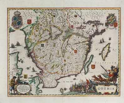 Antike Landkarten, Blaeu, Skandinavien, Schweden, Götaland, Gothia, 1641-42: Gothia