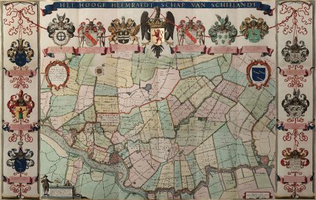 Antique Maps, Stampioen, Netherlands, Rotterdam, 1660: Het Hooge Heemraedt Schap van Schielandt