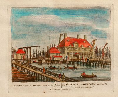 Antique Maps, Schenk, Netherlands, Amsterdam, Nautical Museum, 1700: De Oude-Stads-Herberg