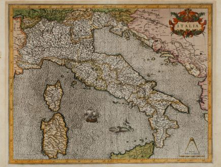 Antique Maps, Mercator, Italy, 1589: Italia