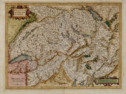 Antique Maps, Mercator, Switzerland, 1595: Helvetia cum Finitimis Regionibus Confoederatis