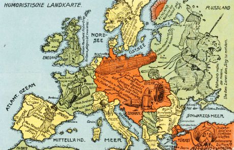 Antique Maps, Anonymous, Europe Continent, Propaganda Map, World War One: Humoristische Landkarte