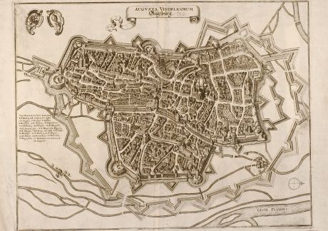 Antique Maps, Merian, Germany, Augsburg, Bavaria, 1650: Augvsta Vindelicorum. Augspurg