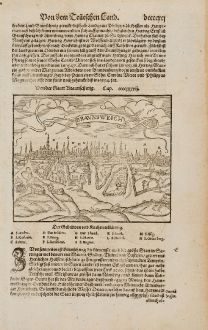 Antike Landkarten, Münster, Deutschland, Niedersachsen, Braunschweig, 1574: Von der Statt Braunschwig / Braunsweich