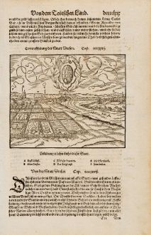 Antike Landkarten, Münster, Deutschland, Sachsen, Dresden, 1574: Contrafhetung der Statt Dresen / Von der Statt Dresen