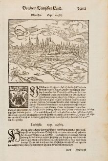 Antique Maps, Münster, Germany, Bavaria, Munich, 1574: München / Munchen