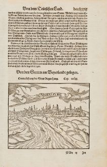 Antike Landkarten, Münster, Deutschland, Bayern, Regensburg, 1574: Contrafehtung der Statt Regenspurg