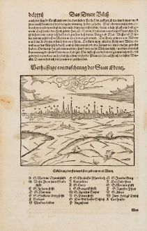 Antike Landkarten, Münster, Frankreich, Moselle, Metz, 1574: Wahrhafftige contrafehtung der Statt Mentz