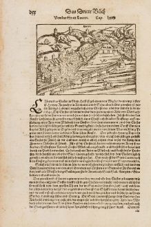 Antique Maps, Münster, Switzerland, Lucerne, Luzern, 1574: von der Statt Lucern