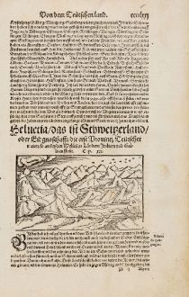 Antique Maps, Münster, Switzerland, 1574: Helvetia, das ist Schweitzerland, oder Eidgnoschafft, die Provintz Teütscher nation...