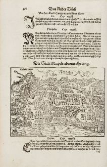 Antike Landkarten, Münster, Italien, Napoli, Neapel, 1574: Neapolis / Der Statt Neaples abcontrafhetung