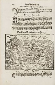 Antike Landkarten, Münster, Italien, Napoli, Neapel, 1574: Neapolis / Der Statt Neaples abcontrafhetung